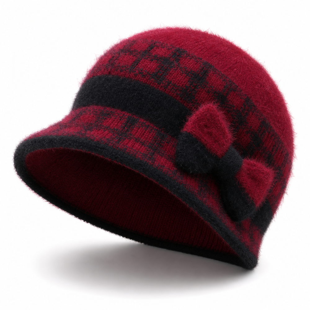 Sterling Butterfly Knot Fleece Lined Cable Knit Brim Cap™