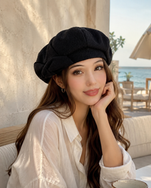 Sterling Autumn Bow Beret Everyday Cotton Octagonal Hat™ With Bow Detail