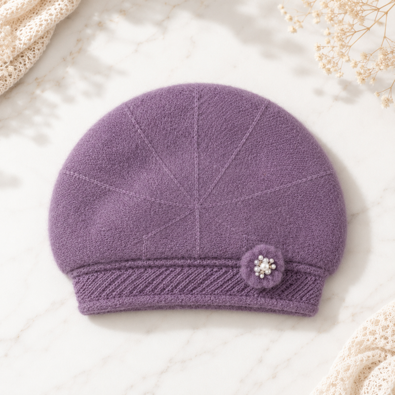 Sterling Flower Detail Winter Hat™ Faux Fur Bucket Style Plush Finish