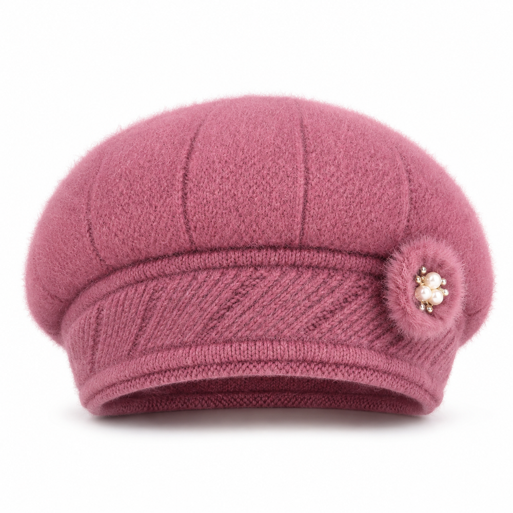 Sterling Flower Detail Winter Hat™ Faux Fur Bucket Style Plush Finish