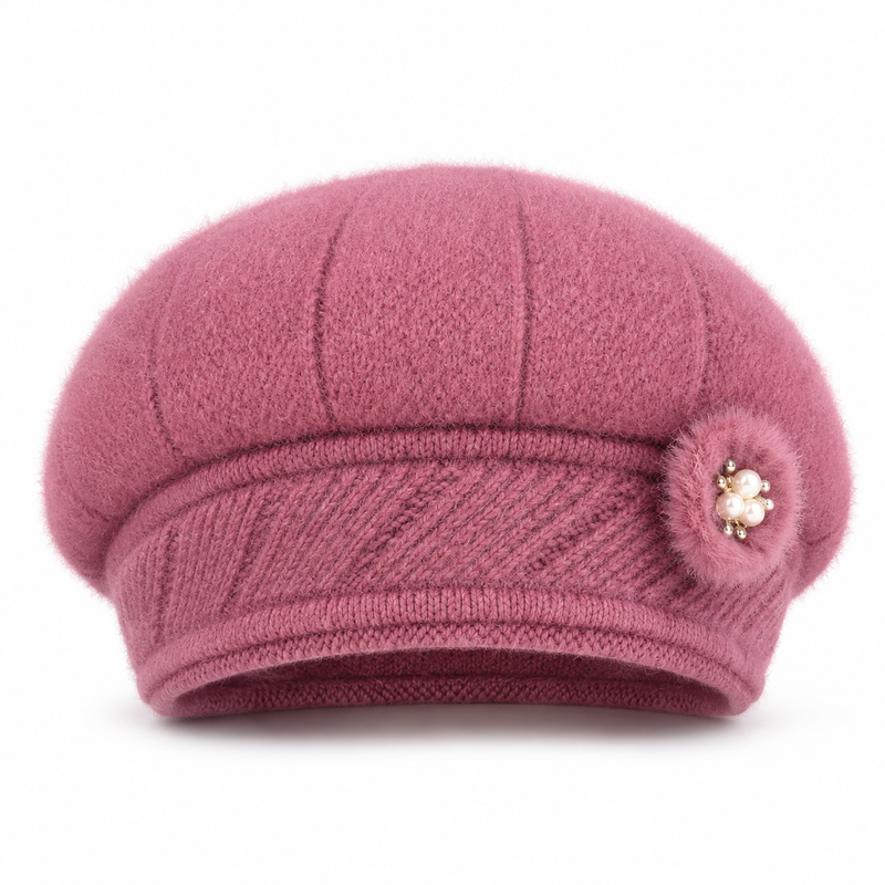 Sterling Flower Detail Winter Hat™ Faux Fur Bucket Style Plush Finish