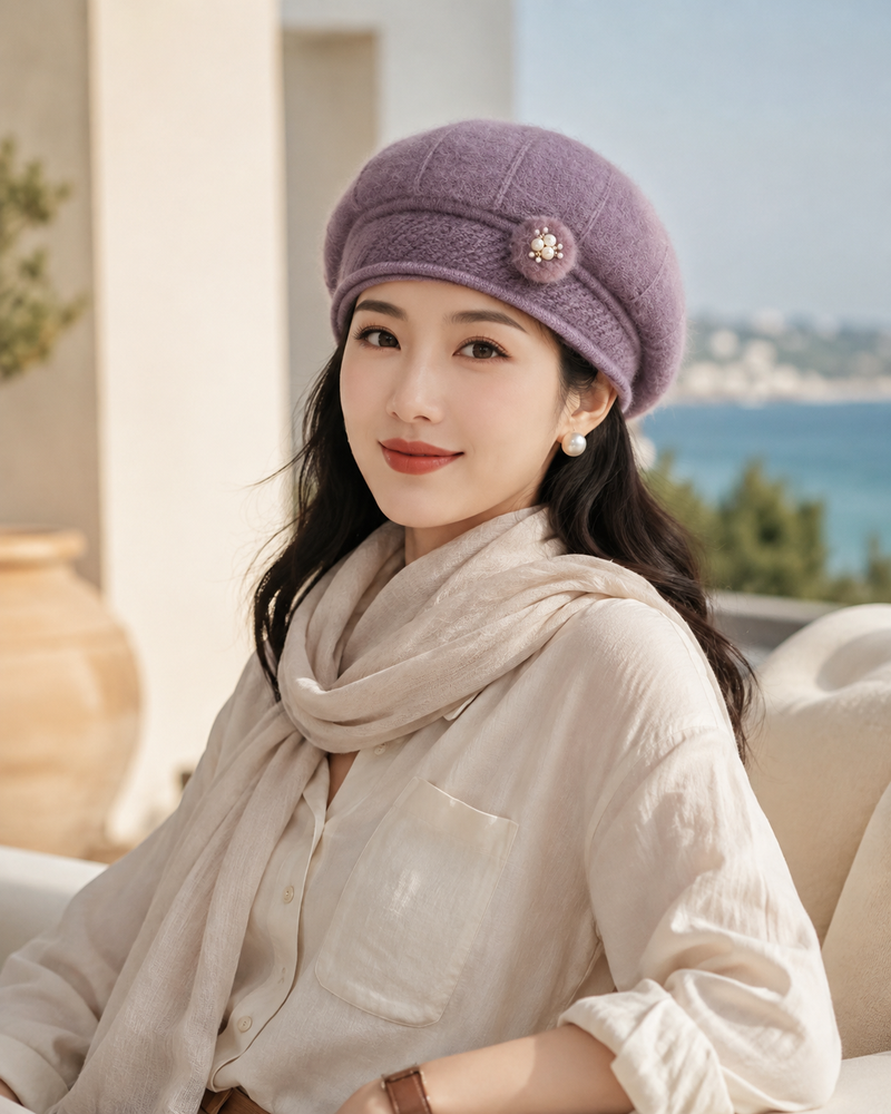 Sterling Flower Detail Winter Hat™ Faux Fur Bucket Style Plush Finish