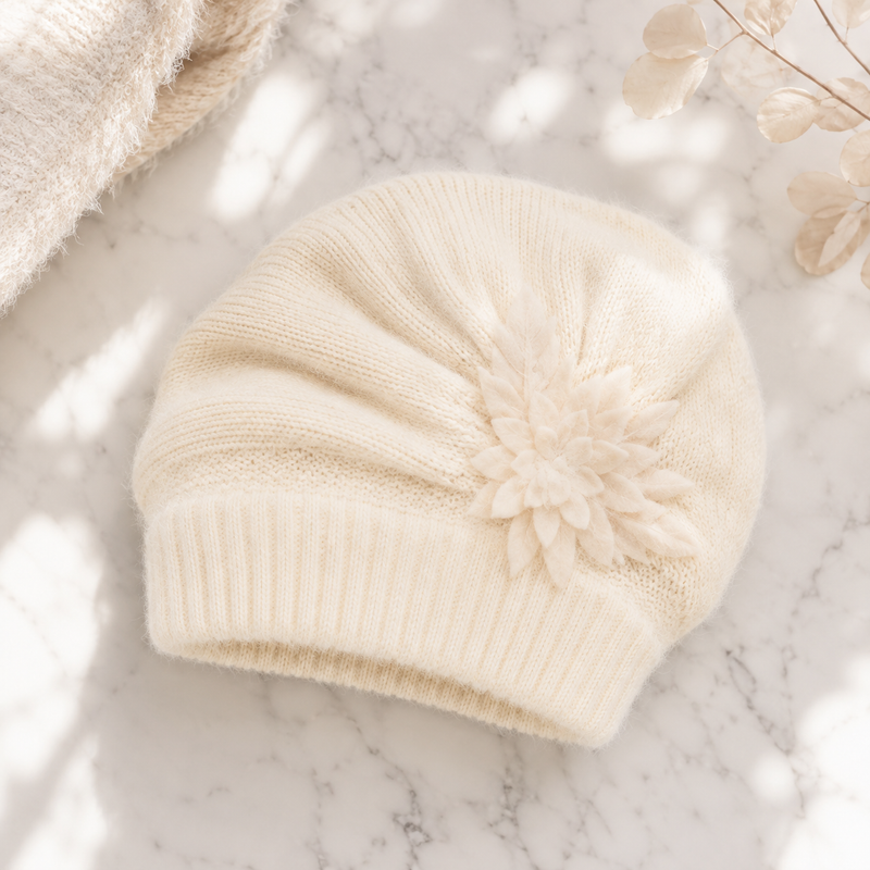 Sterling Serena Winter Beret™ Rabbit Hair Wool Plush Ear Coverage