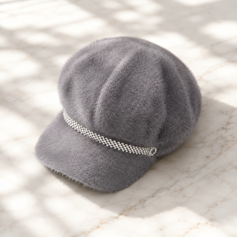 Sterling Ladies Casual Faux Fur Hat Octagonal Newsboy Cap™ Solid Crown