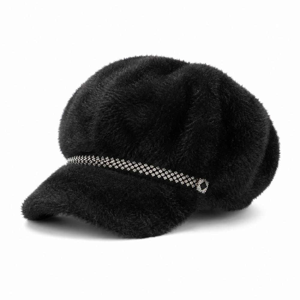 Sterling Ladies Casual Faux Fur Hat Octagonal Newsboy Cap™ Solid Crown
