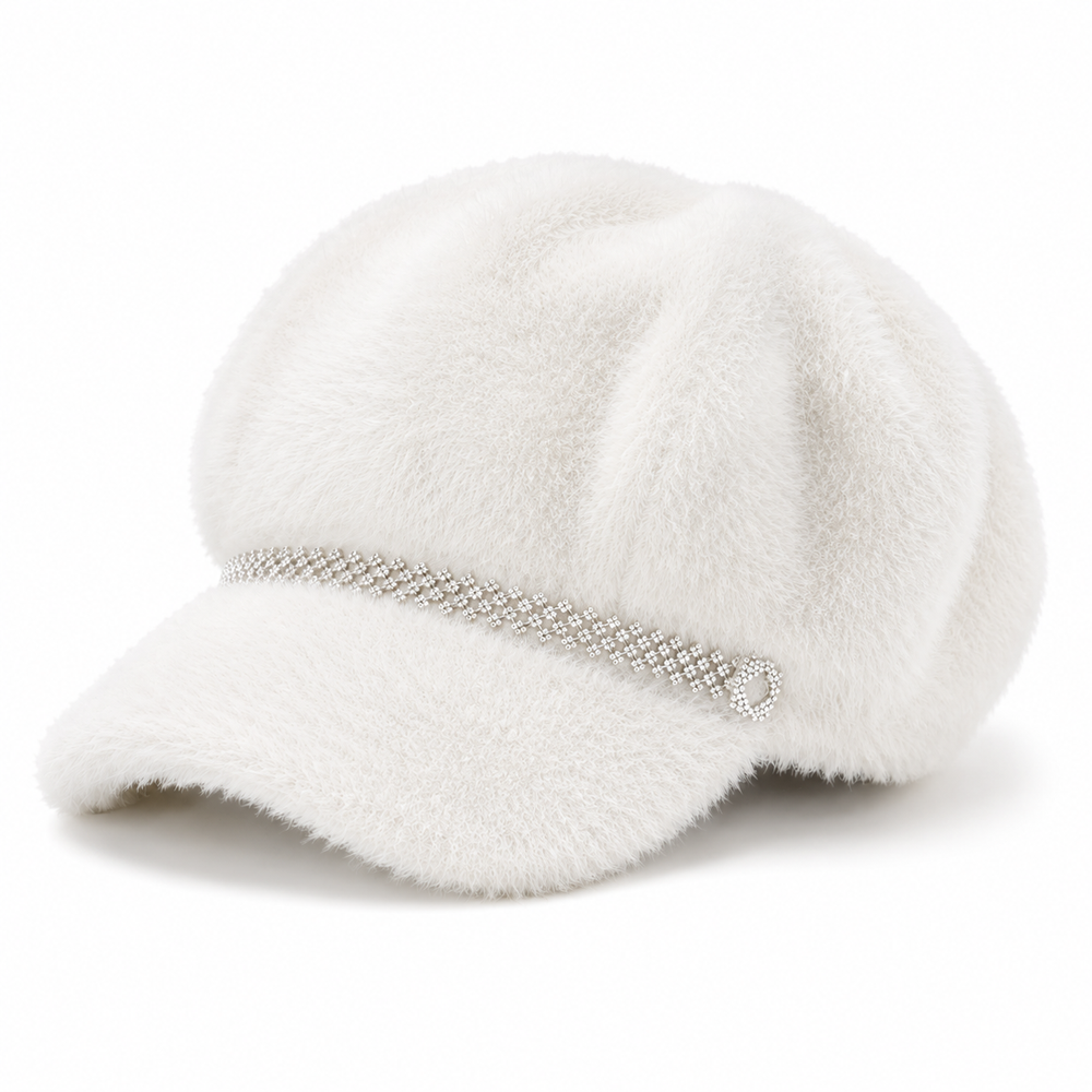 Sterling Ladies Casual Faux Fur Hat Octagonal Newsboy Cap™ Solid Crown