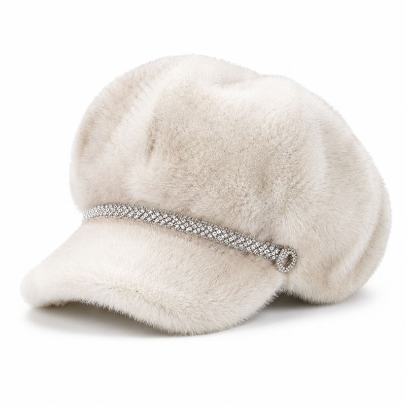 Sterling Ladies Casual Faux Fur Hat Octagonal Newsboy Cap™ Solid Crown