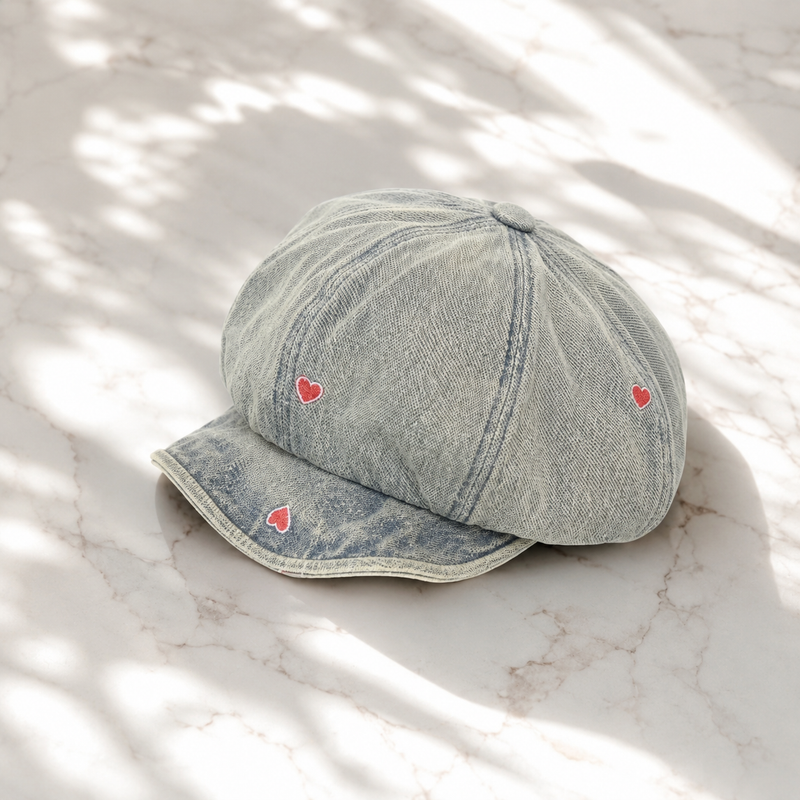 Sterling Korean Retro Newsboy Cap™ Plaid Denim Soft Octagonal Crown