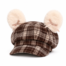 Sterling Octagonal Plaid Beret Cap™ With Plush Ear Detail