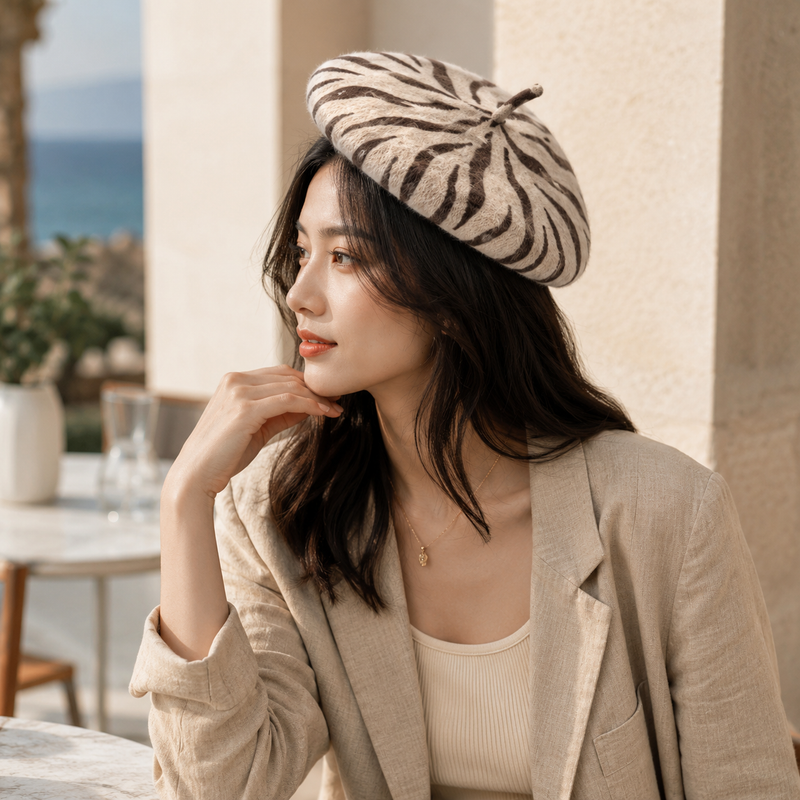 Sterling™ Retro Striped Pumpkin Beret Wool Blend Artist Hat