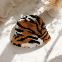 Sterling Tiger Face Faux Fur Beret Hat™ With Animal Pattern Detail