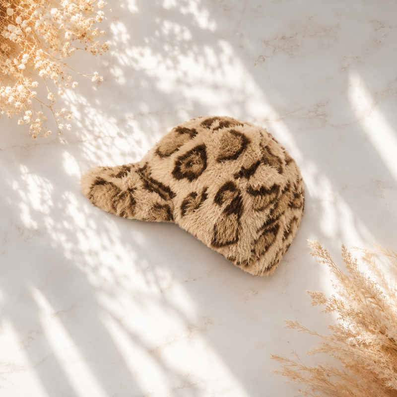 Sterling™ Faux Fur Baseball Cap With Leopard Print