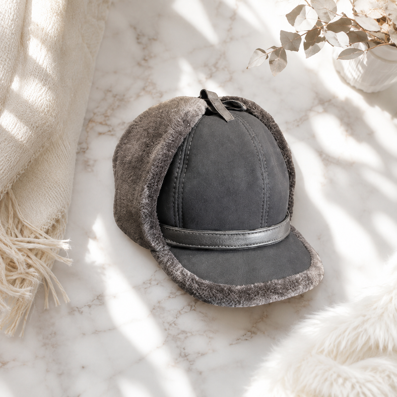 Sterling™ Leather Bomber Cap Lamb Wool Lined Earflaps