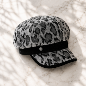 Sterling™ Newsboy Beret Octagonal Crown Leopard Print