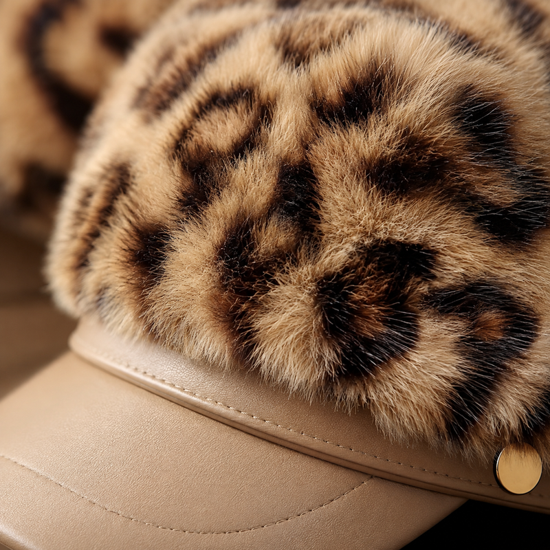 Sterling™ Winter Duckbill Cap With Plush Leopard Print