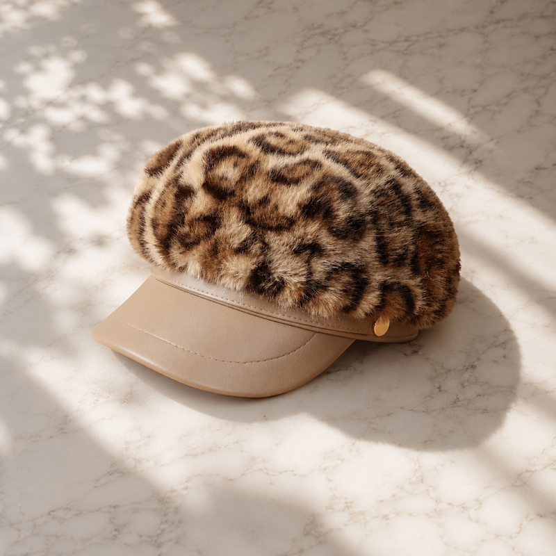 Sterling™ Winter Duckbill Cap With Plush Leopard Print