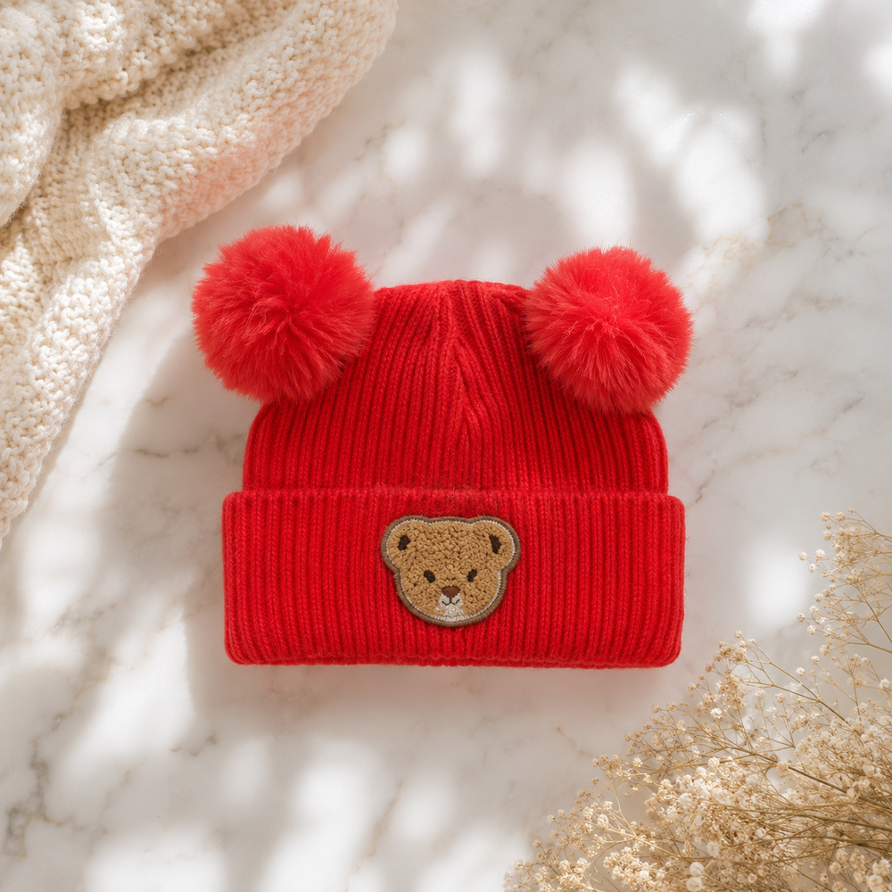 Sterling™ Child Winter Knit Bonnet with Double Pom Poms