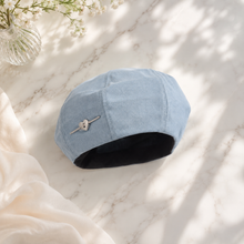 Sterling Denim Octagonal Beret™ with Heart Buckle