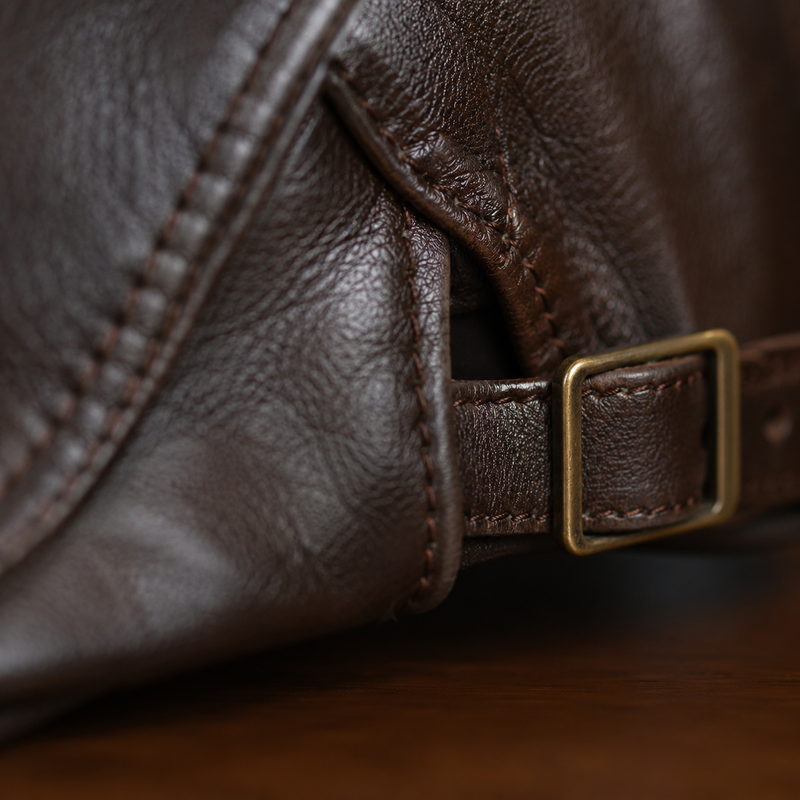 Sterling Calder Sheepskin Leather Flat Cap™   With Adjustable Fit