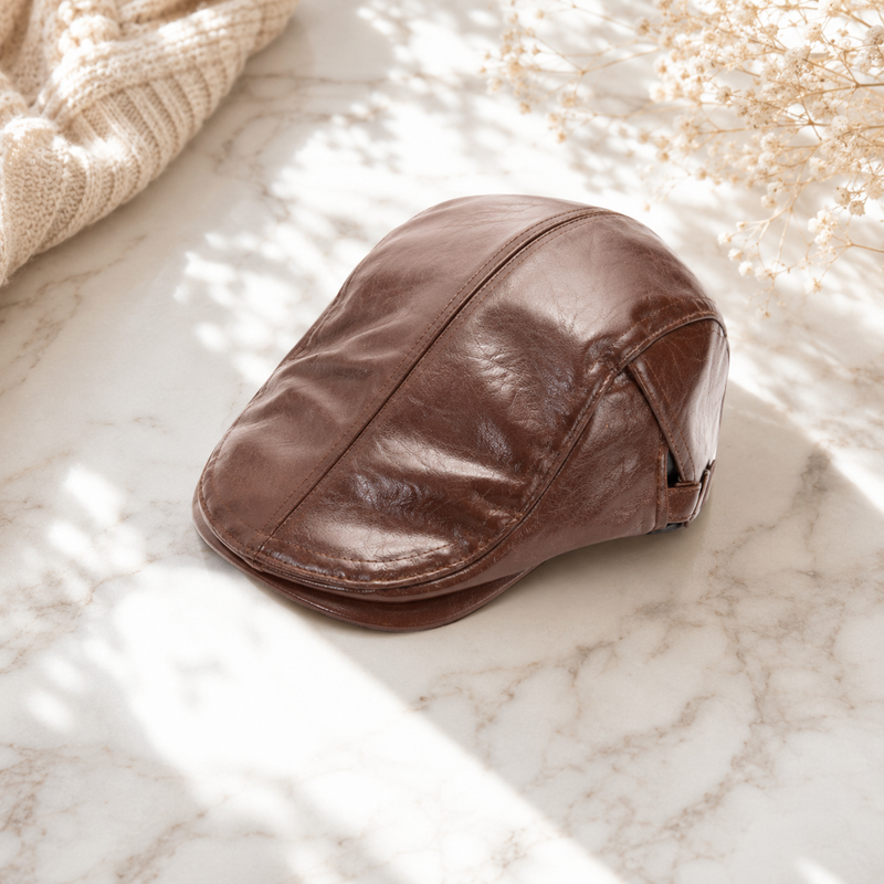 Sterling Forward Adjustable PU Leather Newsboy Cap™ Paneled Crown