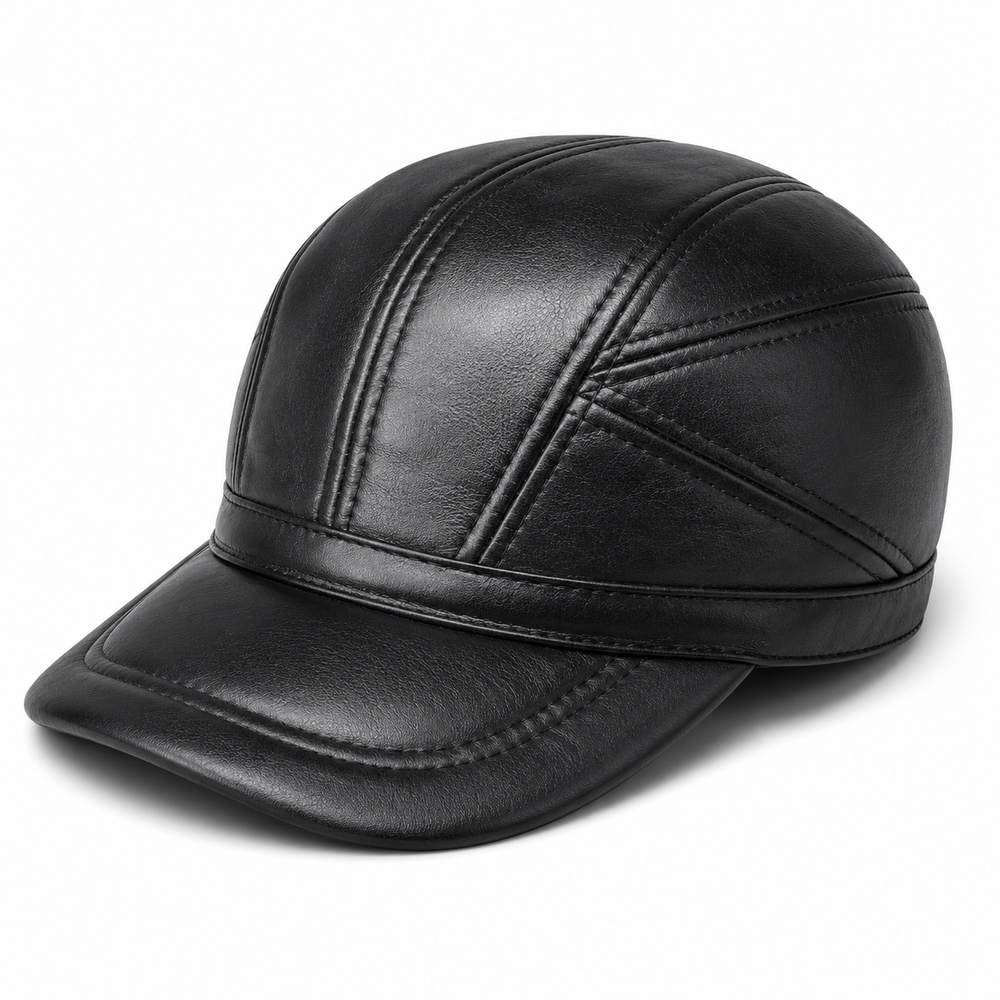 Sterling Hollis Winter Cap™ Cowhide Leather Fold Down Ear Flaps