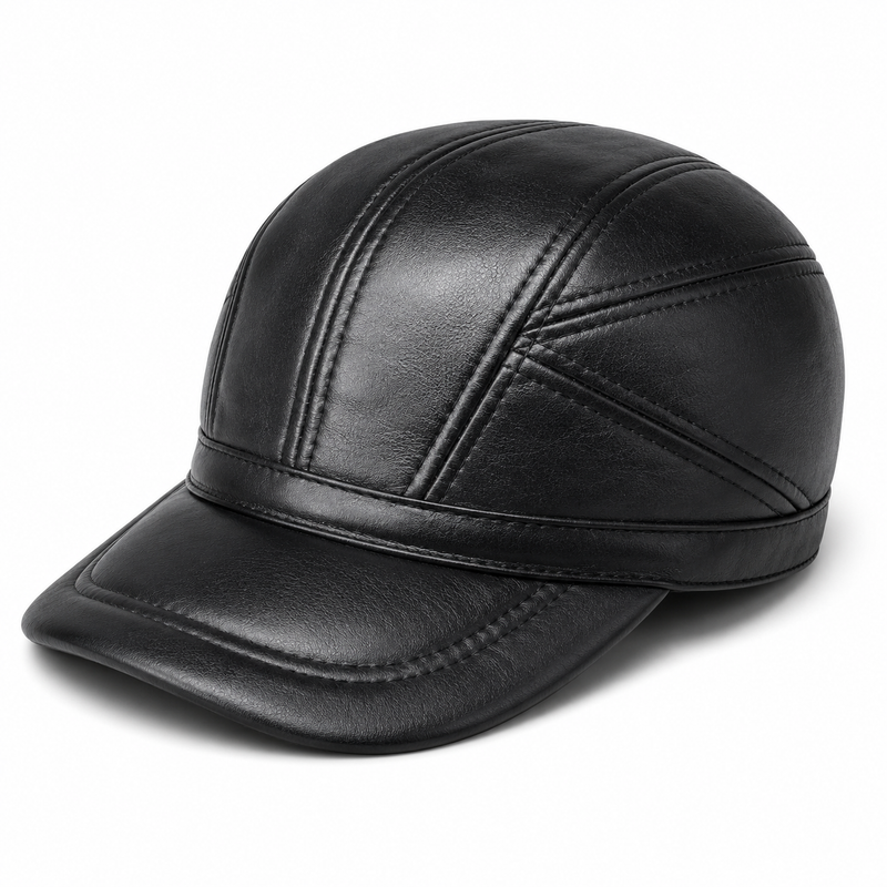 Sterling Hollis Winter Cap™ Cowhide Leather Fold Down Ear Flaps