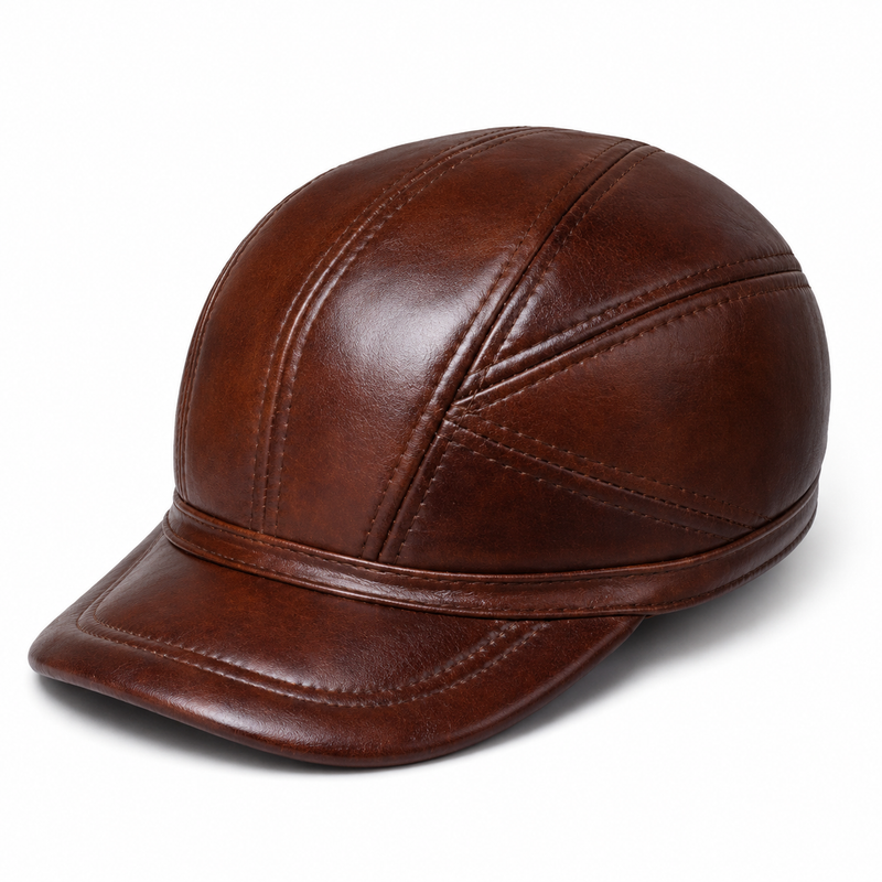 Sterling Hollis Winter Cap™ Cowhide Leather Fold Down Ear Flaps