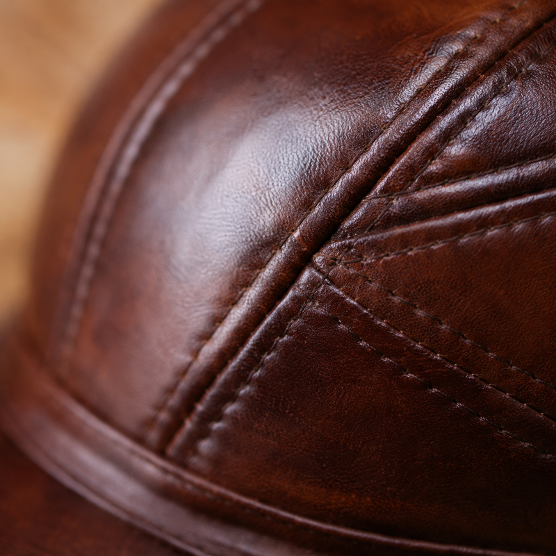 Sterling Hollis Winter Cap™ Cowhide Leather Fold Down Ear Flaps