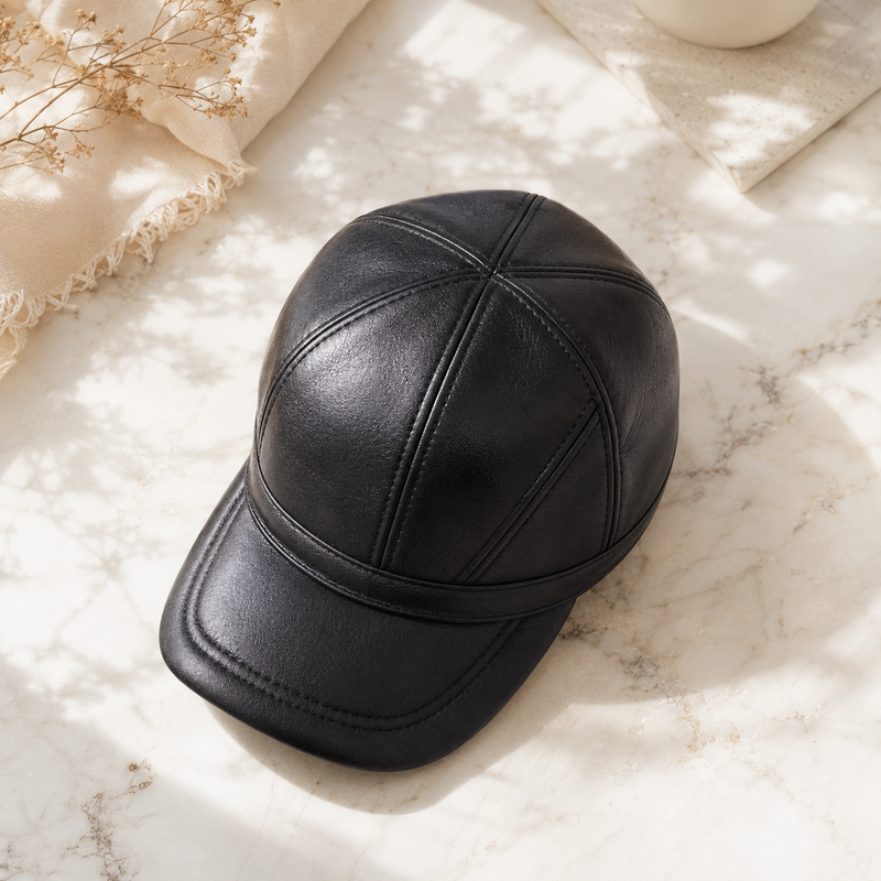 Sterling Hollis Winter Cap™ Cowhide Leather Fold Down Ear Flaps
