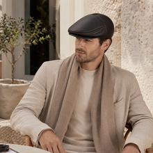 Sterling RY104 Cowhide Leather Flat Cap™  With Velvet Ear Flaps