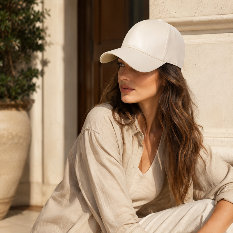 Sterling Light Panel Adjustable PU Leather Baseball Cap™   with Curved Visor