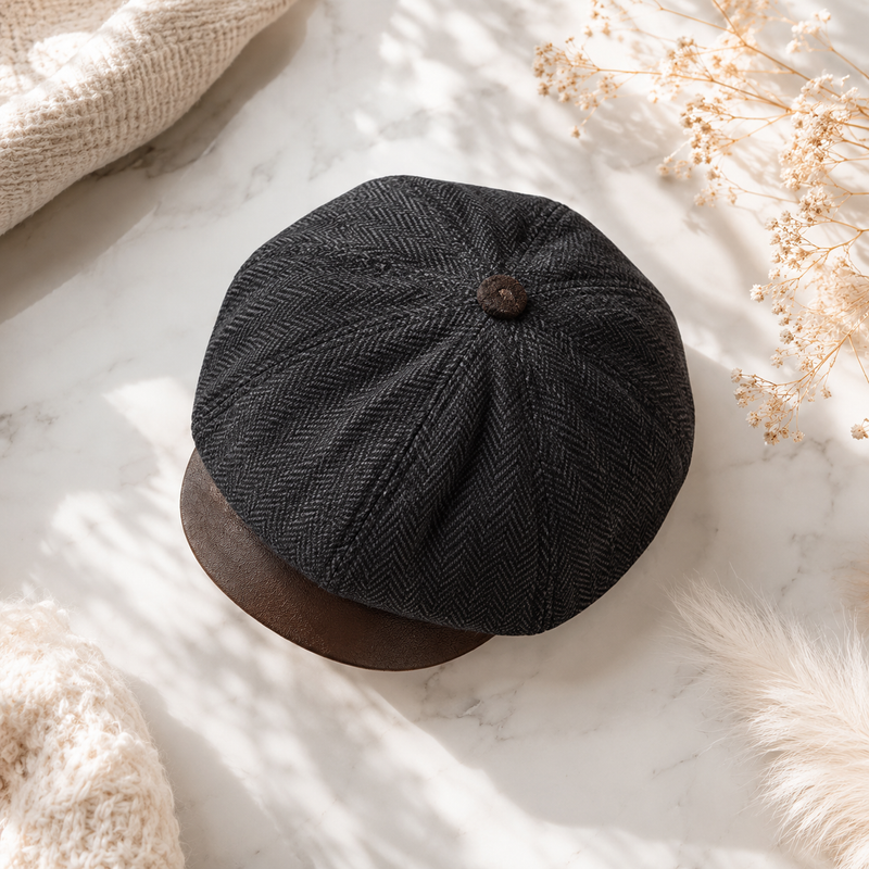 Sterling Aldren Sheepskin Newsboy Cap™  With Octagonal Crown