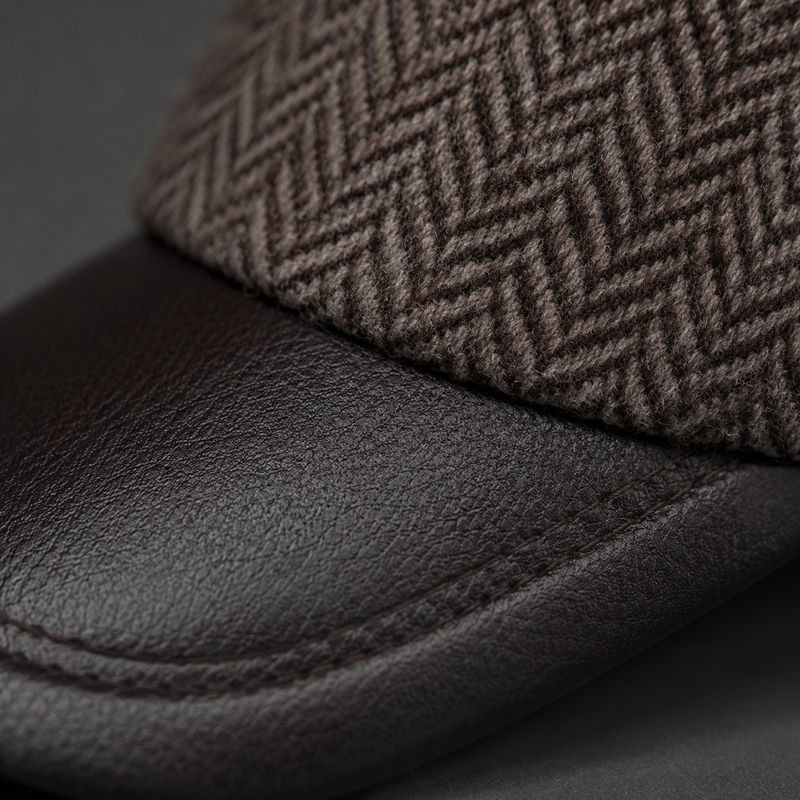 Sterling Caldren Winter Baseball Cap™   Sheepskin Leather Wool Panels