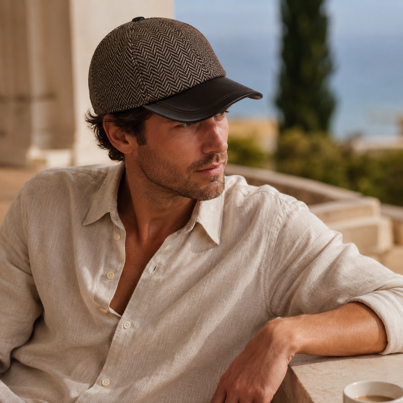 Sterling Caldren Winter Baseball Cap™   Sheepskin Leather Wool Panels