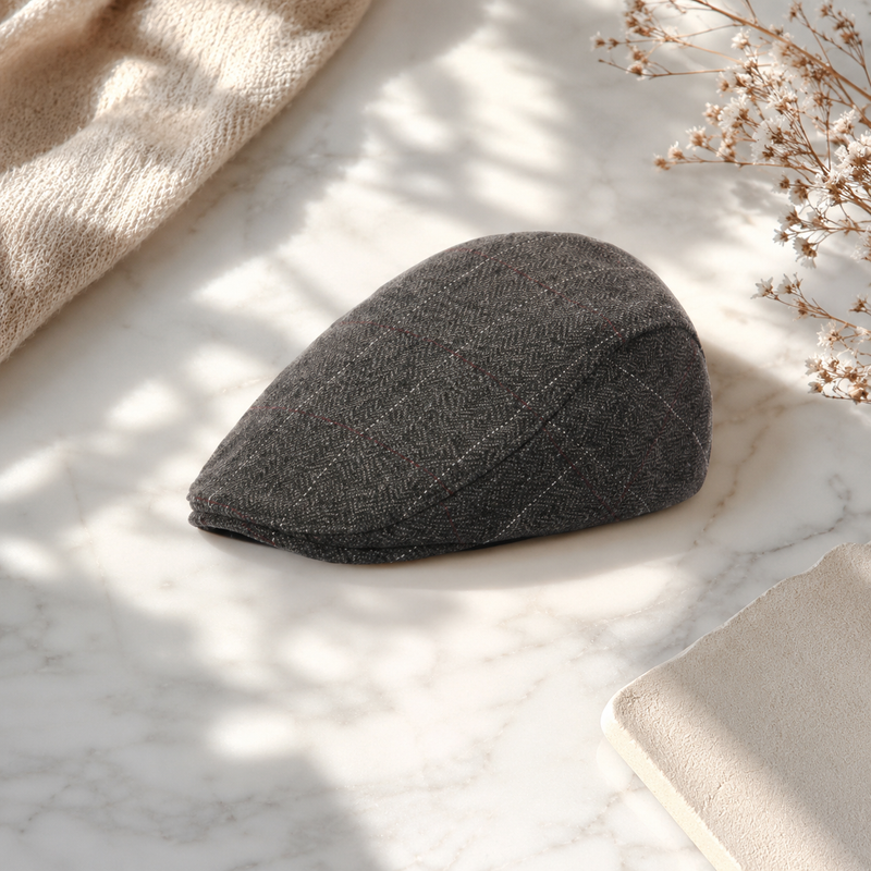 Sterling Alden Flat Cap™  Wool Viscose Blend Adjustable Herringbone