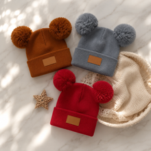 Sterling Nivali Kids Knit Beanie Set With Double Pompoms