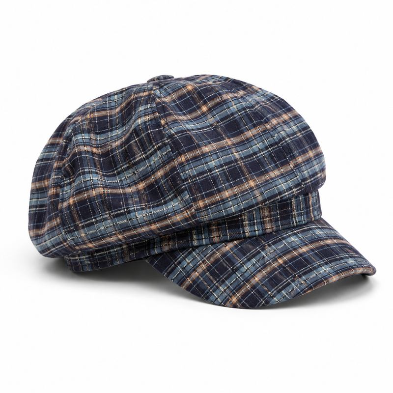 Sterling Ainsley Plaid Octagonal Beret™ Woven Check Crown