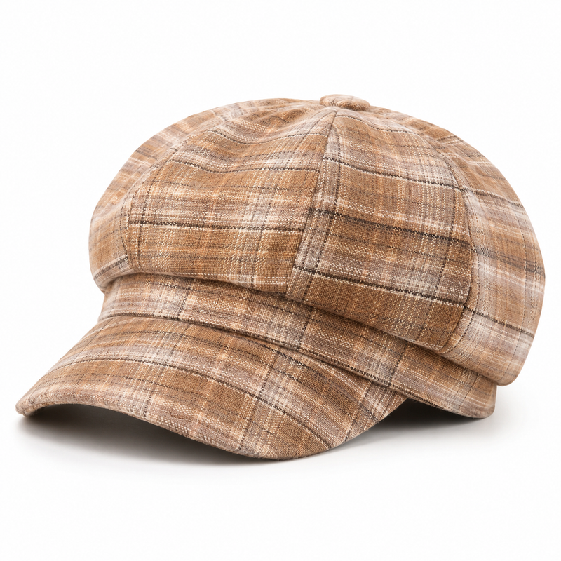 Sterling Ainsley Plaid Octagonal Beret™ Woven Check Crown