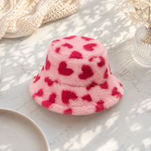 Sterling Amora Faux Fur Bucket Hat™ with Heart Print