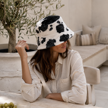 Sterling Mirelle Reversible Corduroy Bucket Hat™  With Cow Print Fleece