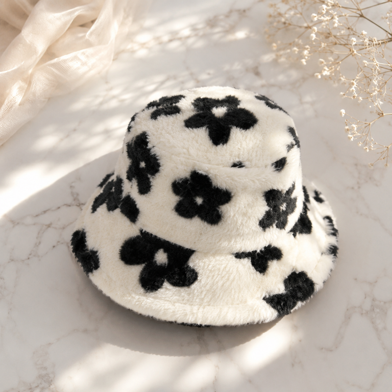 Sterling Plush Fisherman's Hat™  Warm Bucket Hat With Flower Accent