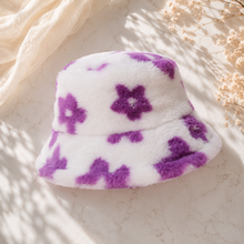 Sterling Flower Plush Faux Fur Bucket Hat™ With Floral Pattern