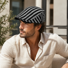 Sterling Vintage Stripes Plaid Flat Cap™ Cotton Linen Lightweight Visor