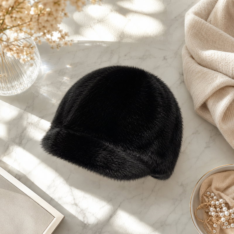 Sterling Mink Fur Winter Baseball Cap™ with Adjustable Fit