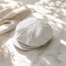 Sterling Brielle Newsboy Cap™ - Striped Cotton Linen