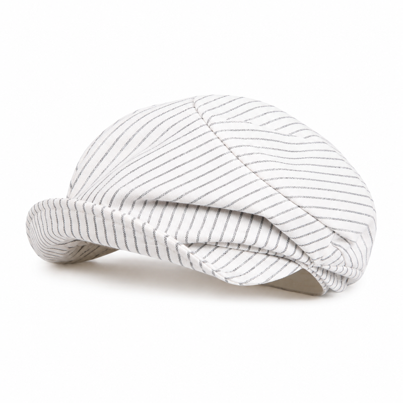 Sterling Brielle Newsboy Cap™ - Striped Cotton Linen