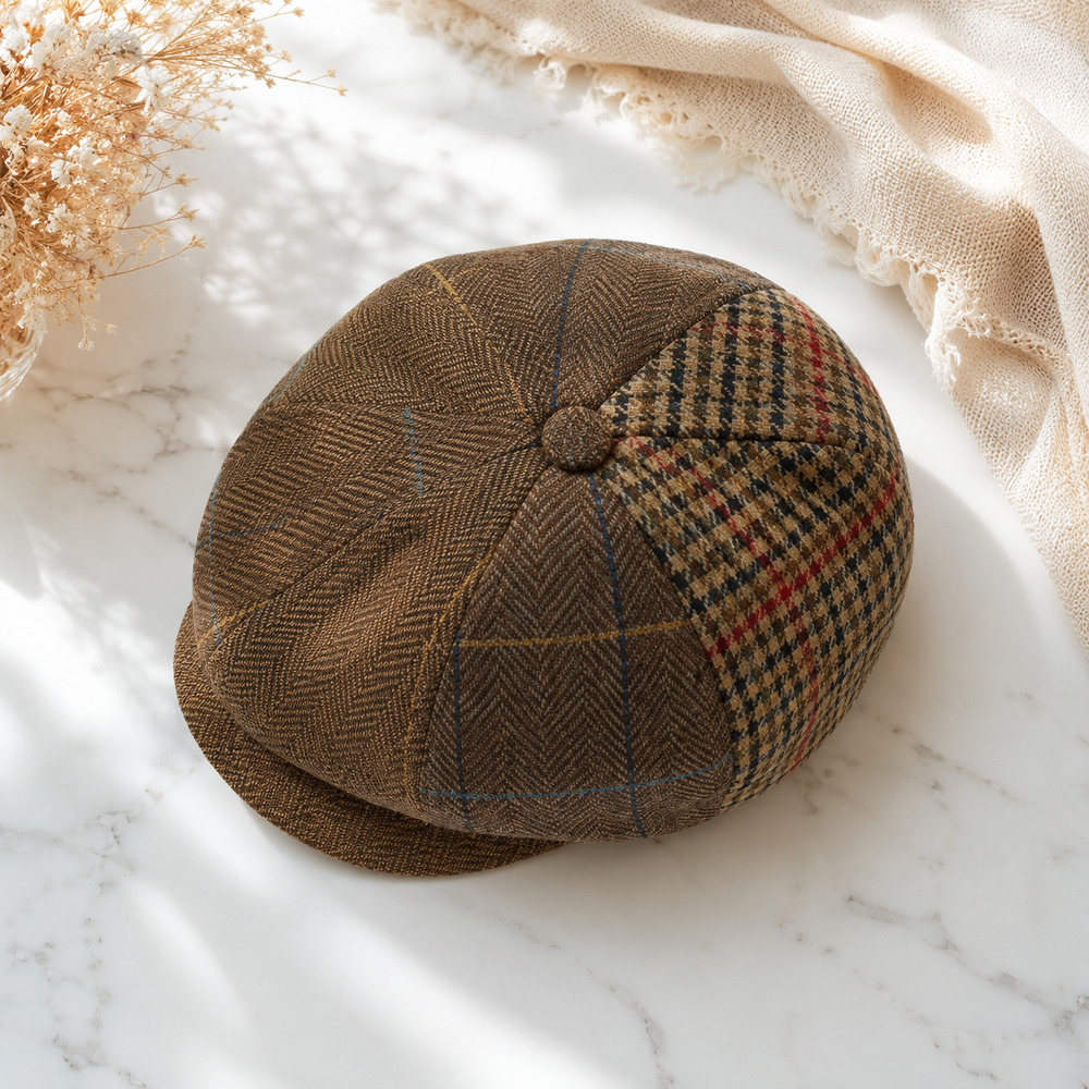 Sterling HT4942 Plaid Wool Blend Beret™ with Patchwork Design