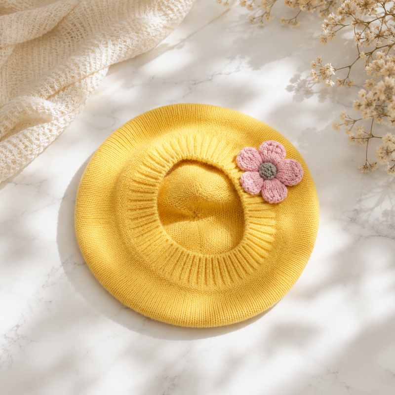 Sterling Petalyn Baby Beret™ with Floral Accent