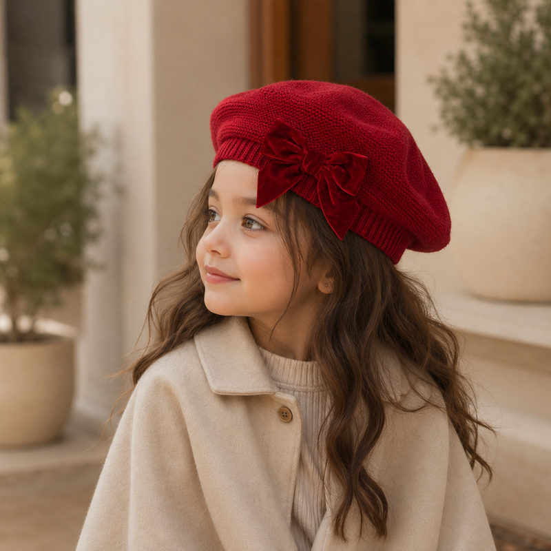 Sterling Elodie Kids Knit Beret™ with Bow Detail