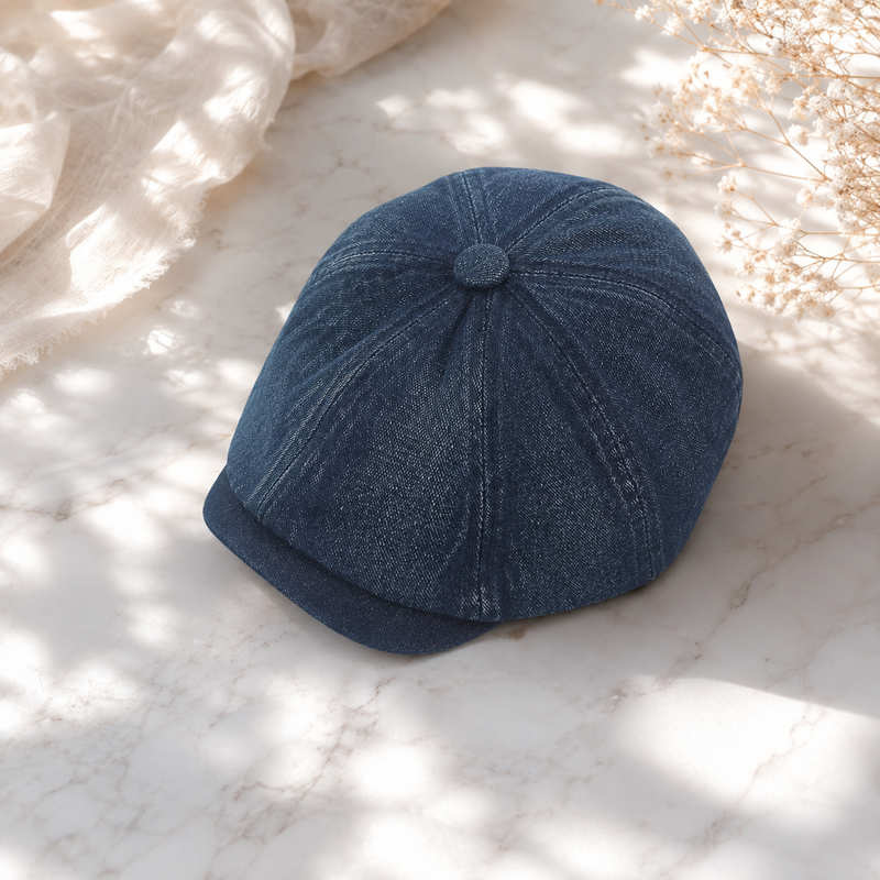 Sterling Denim Newsboy Cap Cotton Crown Adjustable Back